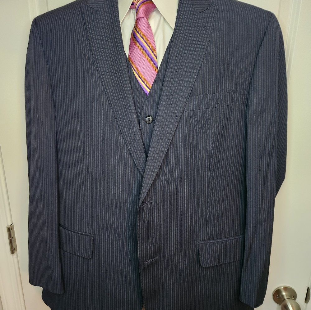Sean Johm Men's Navy Pinstripe Suit (shirt & tie not included)